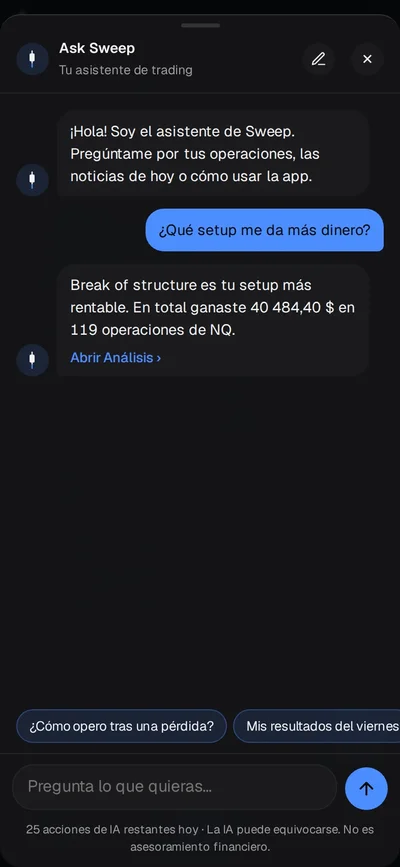 Sweep AI convierte una frase en un borrador de operación